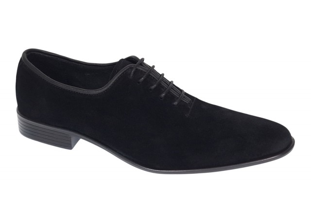 Pantofi eleganti barbati din piele naturala antilopa (piele intoarsa) ENZO Negru Velur